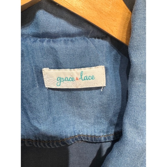Grace & Lace Women‎ Medium Denim Tencel Jacket With Zipper & Buttons - Picture 4 of 11